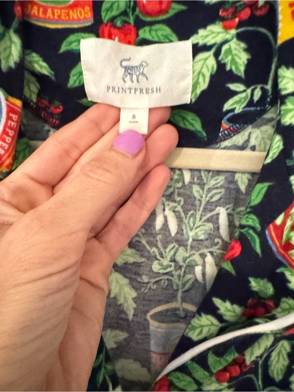 Printfresh Organic Pima Modal Knit Short PJ Set in Kitchen Garden, Size Small - Picture 4 of 6
